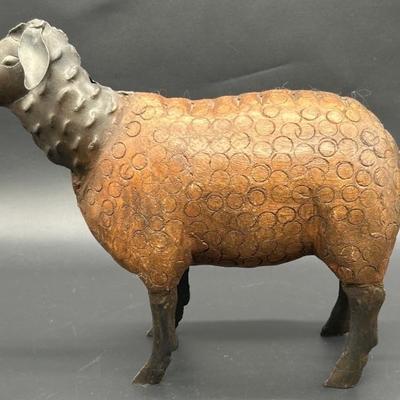 Metal & Wood Sheep Figurine