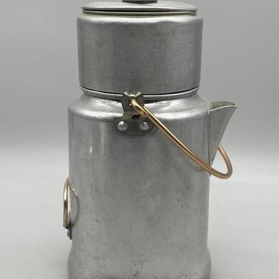 Vintage Aluminum Copper Handle Coffee Percolator