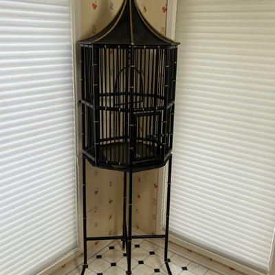 Large black iron octagonal birdcage - 80