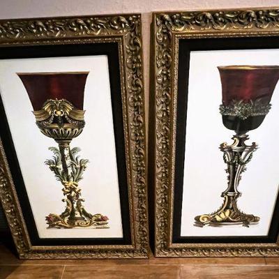 Tall Italian red goblet framed prints - approx 18