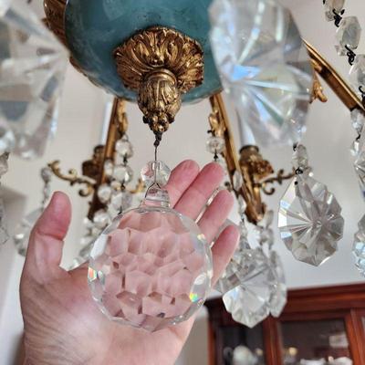 Vintage Italian Chandelier with huge crystals. Available for pre-sale. $1000.