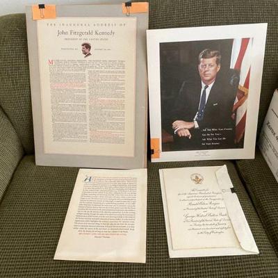 Political ephemera, including a Ronald Reagan inauguration invitation.