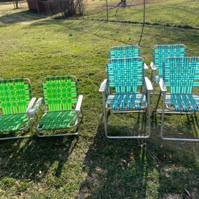 Vintage folding lawn chairs.