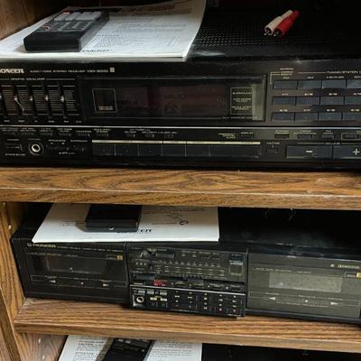 Pioneer VSX-3000 stereo receiver and Pioneer dual cassette player.