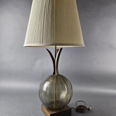 Lot 1085 | Vintage MCM Smokey Glass Ball Lamp