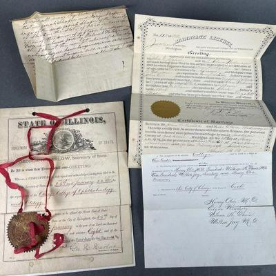 Lot 427 | 1878 Diploma & 1892 Marriage License