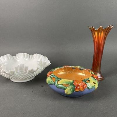 Lot 1324 | Fenton Hobnail Ruffle Bowl & More
