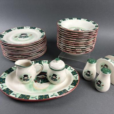 Lot 1128 | Set of Christmas Stoneware Plates, Bowls & More