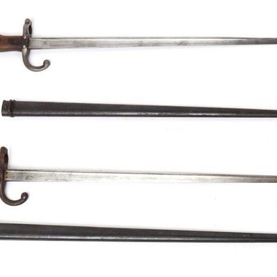 (2) French Marked Gras Rifle Bayonets w/ Scabbard