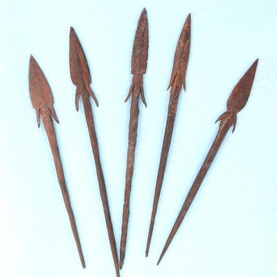 Group of Five Iron African Spear Points, Swallowtail