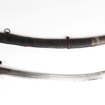 Afghan Pulwar Sword w/Scabbard, 19th C. or Earlier