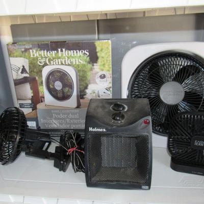 Heater, fans