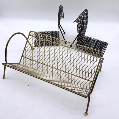 MCM steel mesh bookstand and pr. bookends