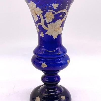 Cobalt Bristol Glass vase, ht. 8 1/4 in.
