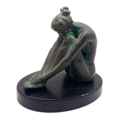 Bronze nude in seated position, stamped Dama, Ht. 6