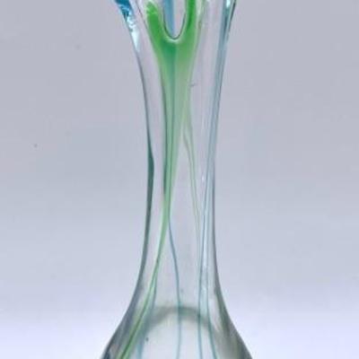 Swedish Flygsfors swung vase, 9 in.