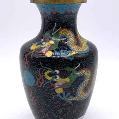 Cloisonne vase with dragon, ht. 6 1/4 in.
