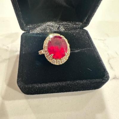 Ruby and diamond 14k gold ring