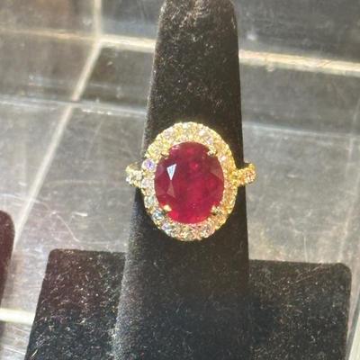 Ruby and diamond ring on 14k gold setting