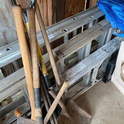 Aluminum ladders, yard and hand tools