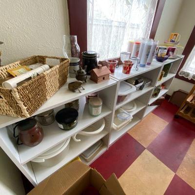 Miscellaneous Kitchen items including 3 bookcase type shelves