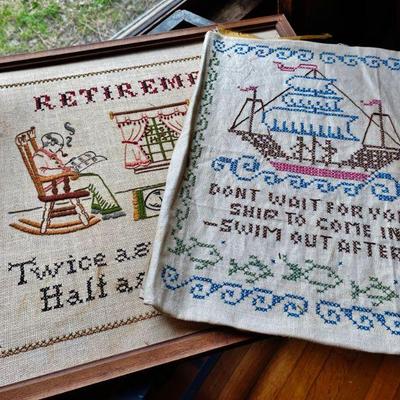Vintage embroidery sample pieces