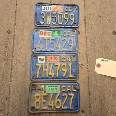 #7652 â€¢ 4 California Motorcycle License Plates
