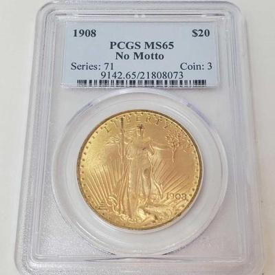 #416 â€¢ 1908 $20 American Eagle Gold Coin
