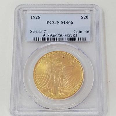 #410 â€¢ 1928 $20 American Eagle Gold Coin
