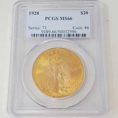#406 â€¢ 1928 $20 American Eagle Gold Coin
