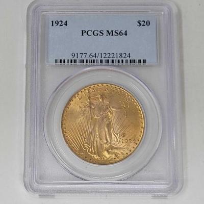 #464 â€¢ 1924 $20 American Eagle Gold Coin
