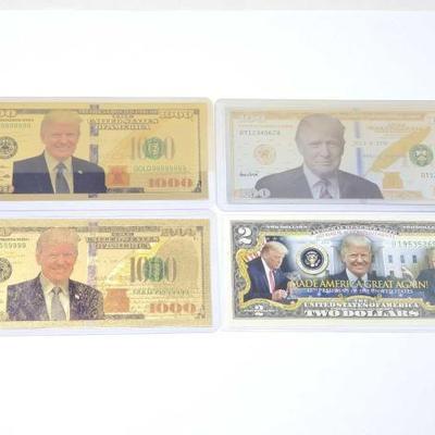 #1503 â€¢ (4) President Donald Trump Federal Reserve Notes
