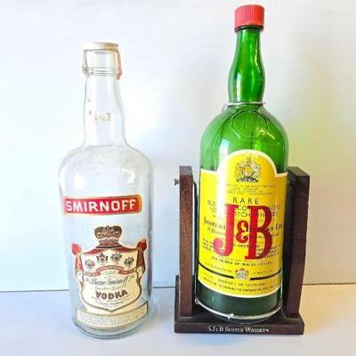 #4098 â€¢ 2 Large Glass Liquor Bottles
