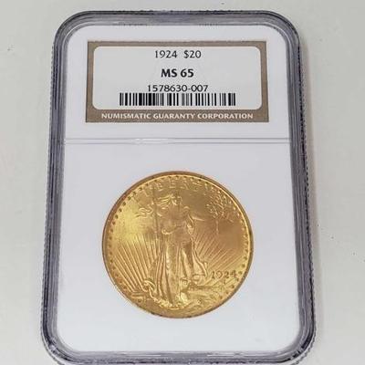 #438 â€¢ 1924 $20 American Eagle Gold Coin
