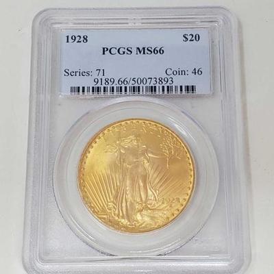#412 â€¢ 1928 $20 American Eagle Gold Coin
