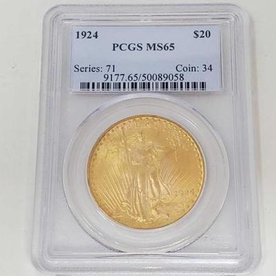 #422 â€¢ 1924 $20 American Eagle Gold Coin
