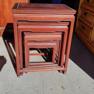 #2908 â€¢ Red Lacquer (4) Nesting Tables
