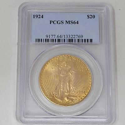 #462 â€¢ 1924 $20 American Eagle Gold Coin
