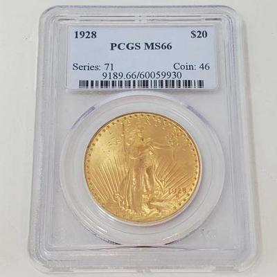 #408 â€¢ 1928 $20 American Eagle Gold Coin
