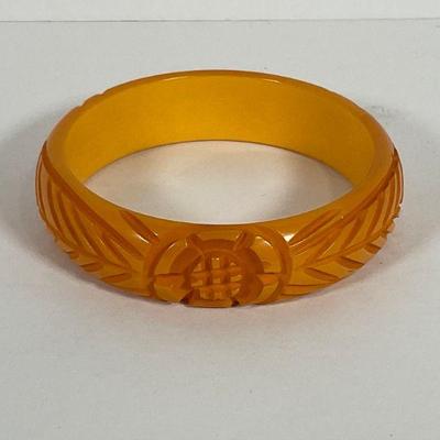 Carved Bakelite Bangle Bracelet