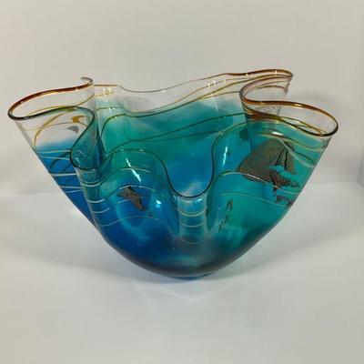 Art Glass Signed Tulip Bowl - Curry