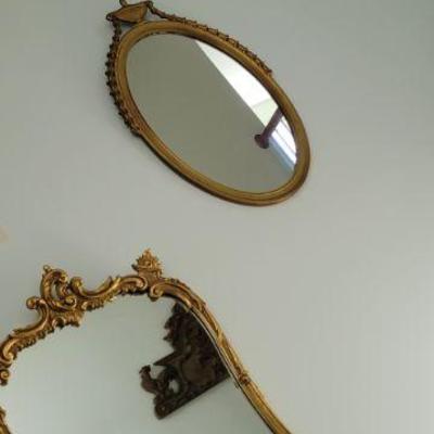 brass and gold gilt framed french style mirrors