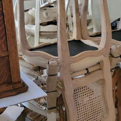 3 sets whitewashed or white painted dining chairs