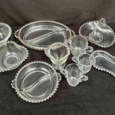 Vintage Bead Trim Clear Glass * 10 Pieces * Serving Pieces