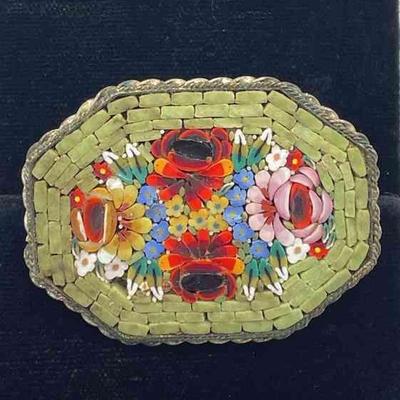Italian Handmade Vintage Mosaic Brooch