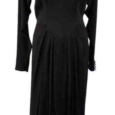 Vintage * Victorian Style Floor-Length Handmade Black Dress With Costume Necklace