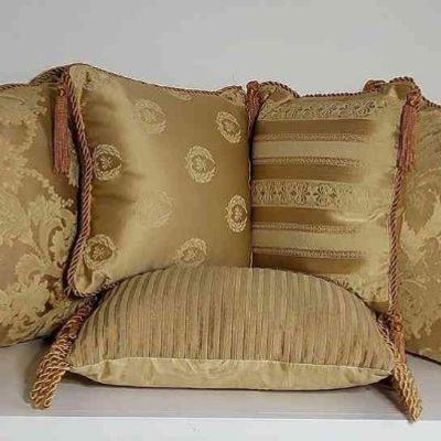5 Gold Pillows In A Variety Of Sizes & Shapes