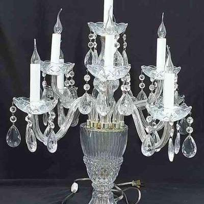 Elegant Crystal Candelabra Lamp * 9 Lit Candles
