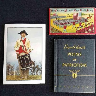 VINTAGE * Patriotic Memorabilia * Poems Of Patriotism * The American Army & Navy Needle Book * A Colonial Williamsburg Foundation Card