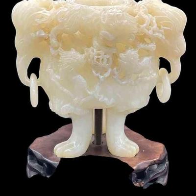 RARE Asian White Jade or Possibly Alabaster * Vintage Eagles * Foo Dog * Boar * Lions